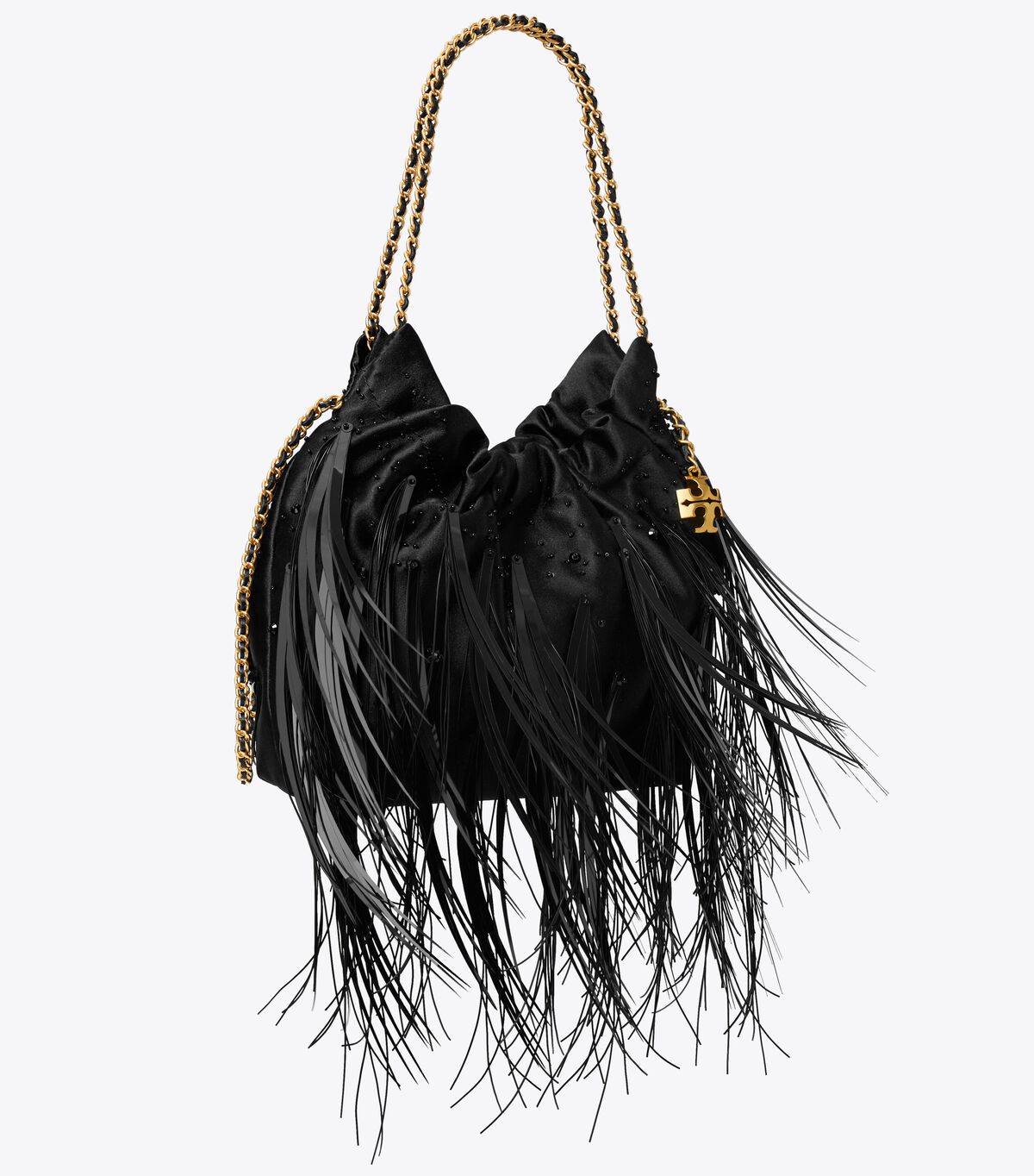 tory burch mini fleming feather drawstring bag