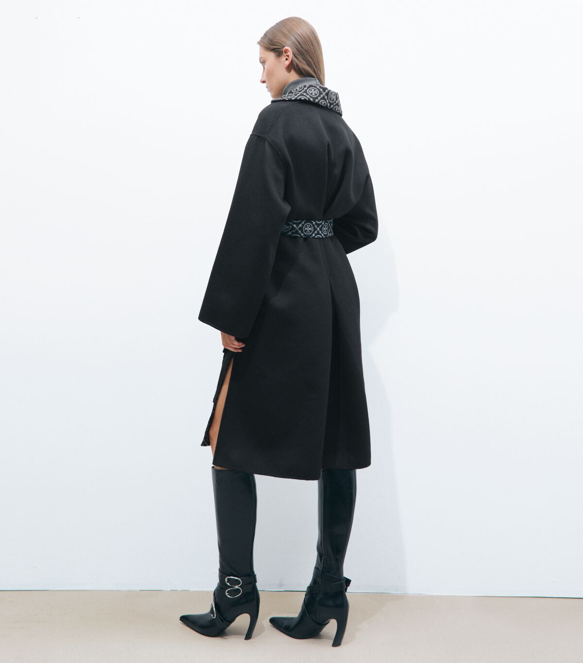 tory burch t monogram wool wrap coat