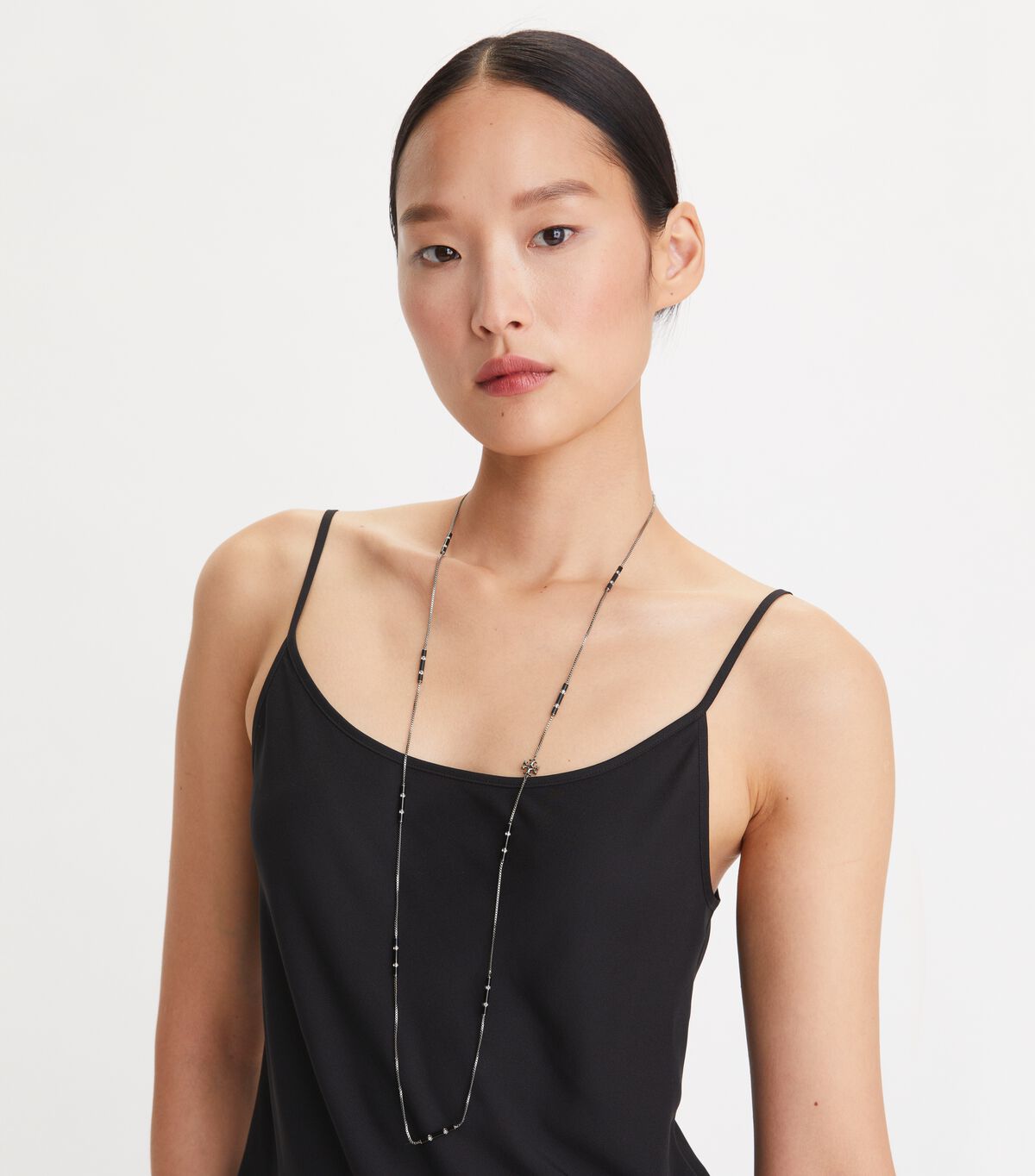 tory burch long kira enamel necklace