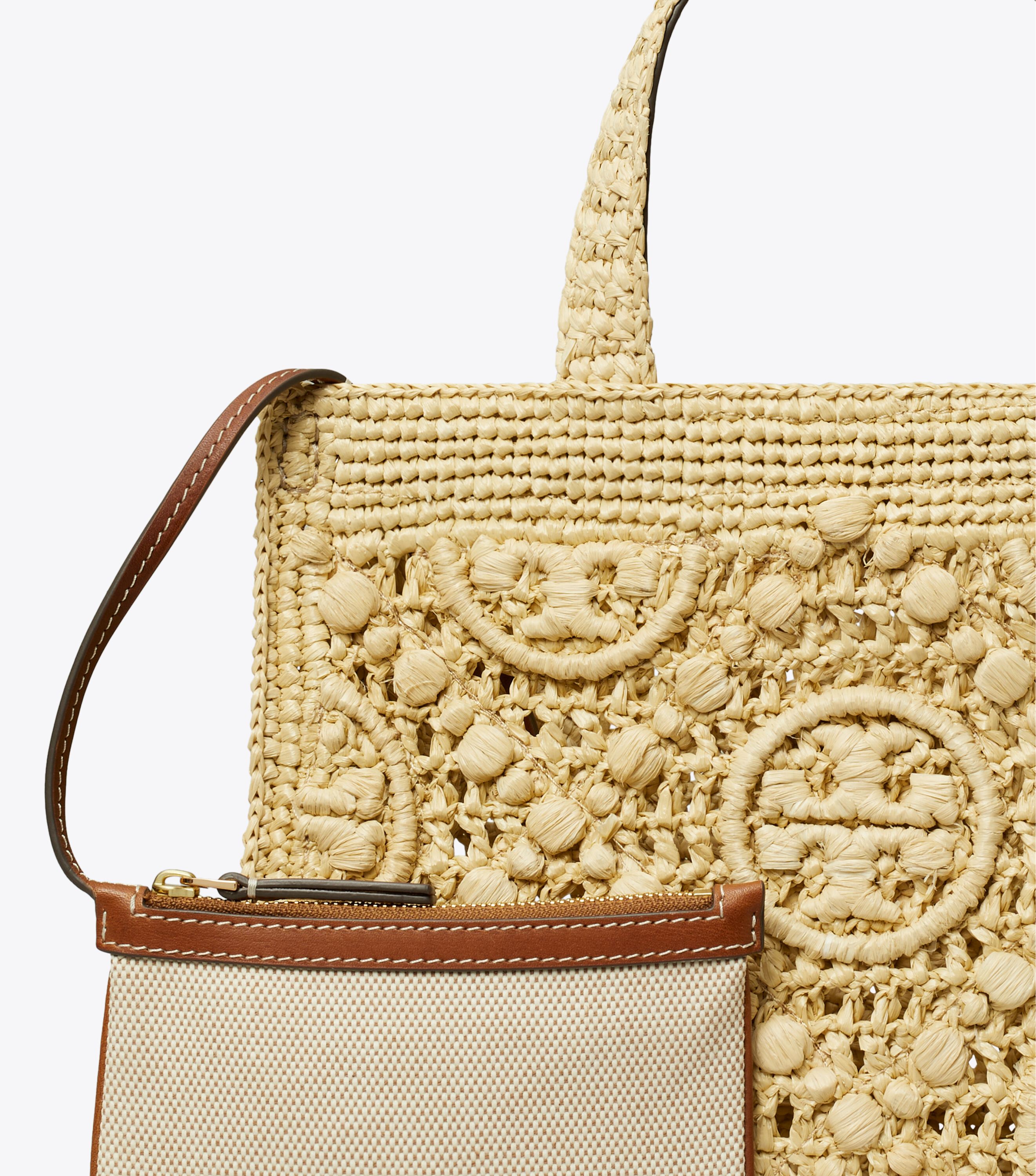 T Monogram Raffia Top-Handle Tote, Natural | Tory Burch KSA
