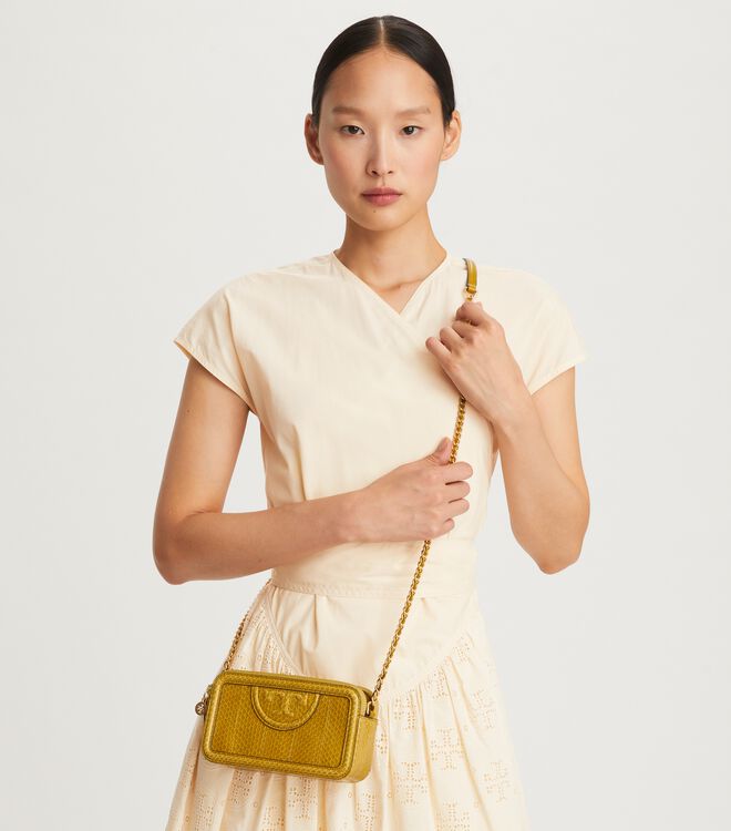 Tory Burch Fleming Double-zip Mini Bag in Yellow