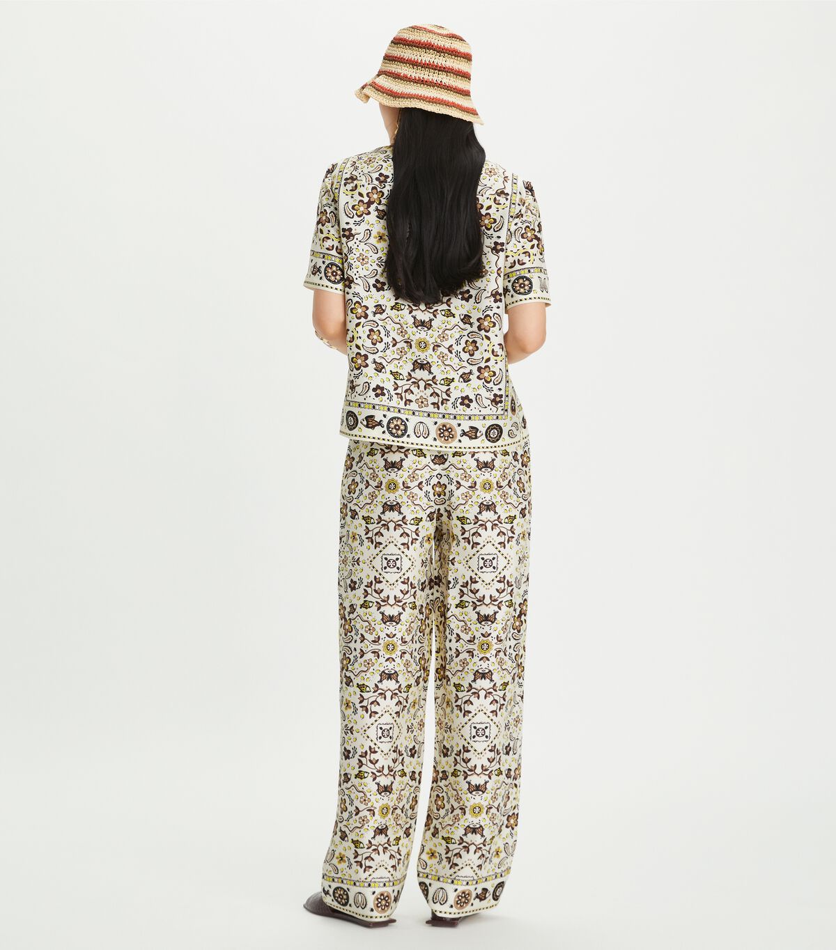 tory burch printed silk pant