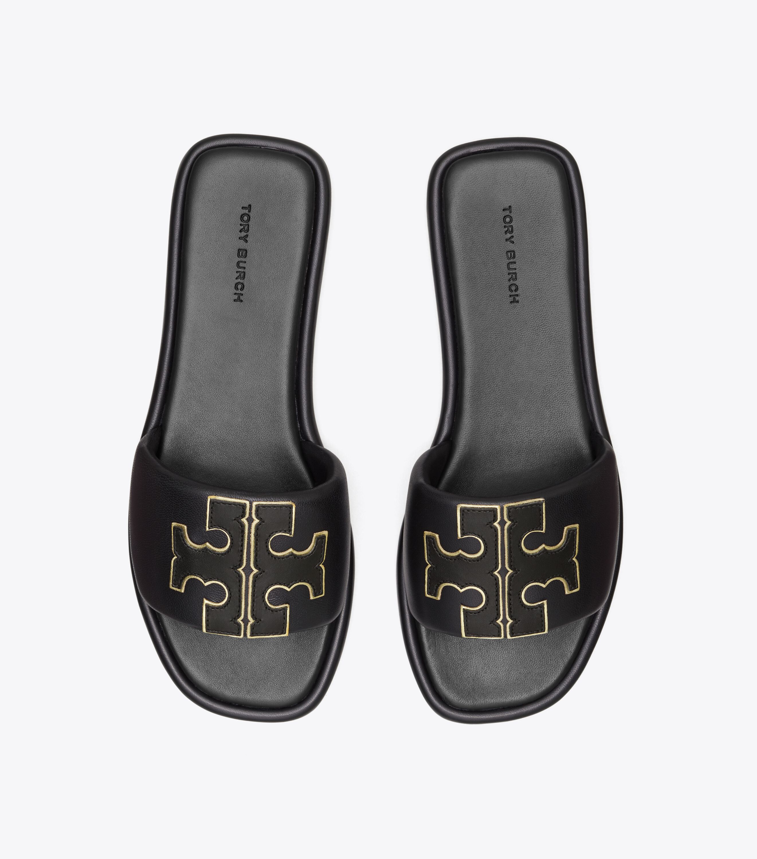 Double T Sport Slide, Perfect Black / Gold | Tory Burch KSA