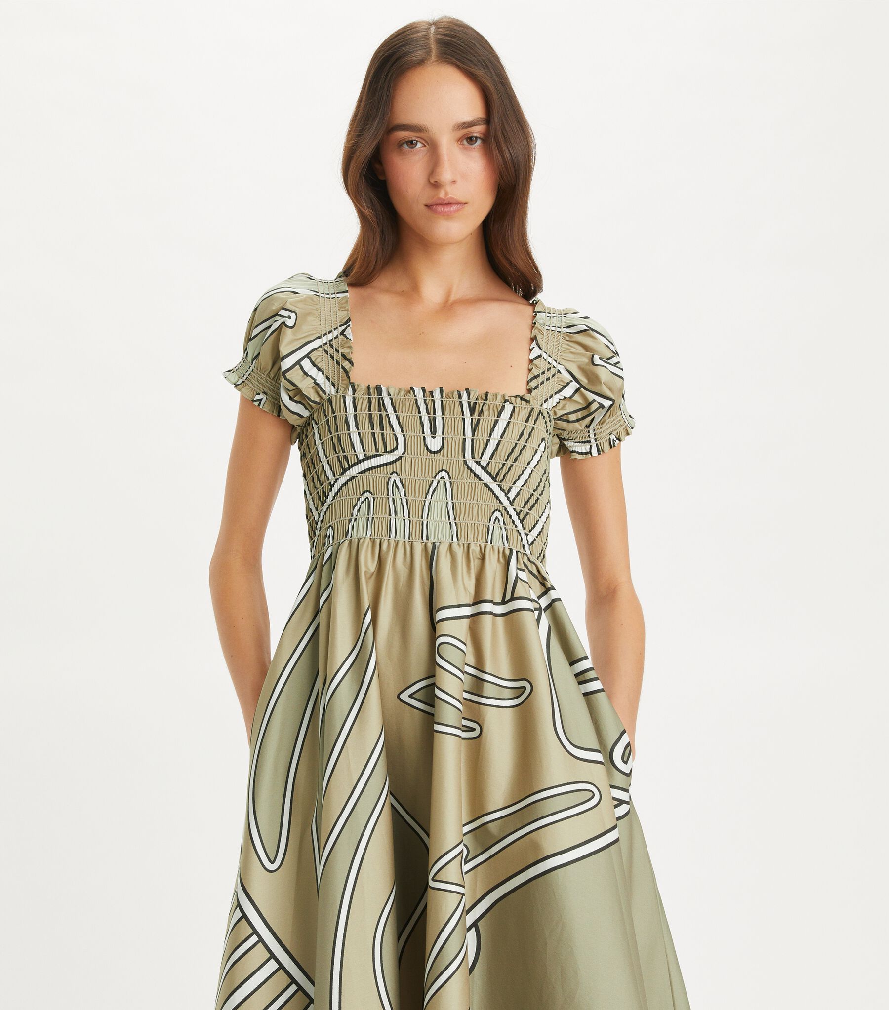 white christmas dresses Tory Burch Women's Smocked Midi Dress