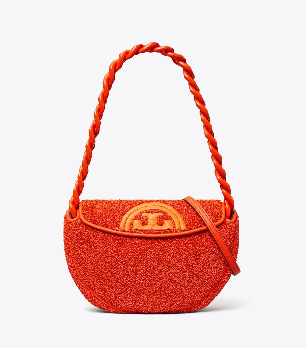 tory burch mini fleming soft raffia crescent