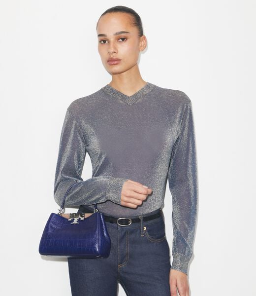 tory burch حقيبة صغيرة إليانور ناعمة بنقشة جلد التمساح