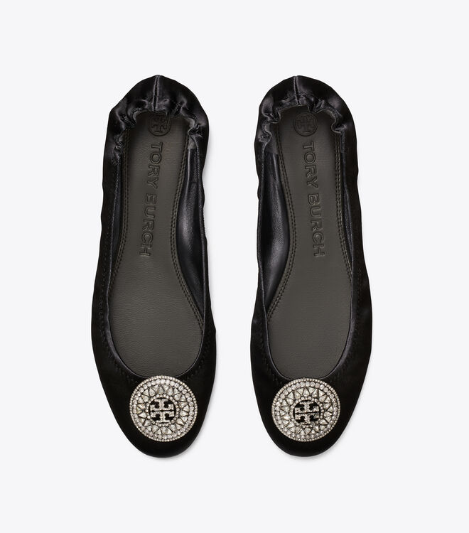 Crystal-Logo Satin Ballet Flat | Shoes | Tory Burch