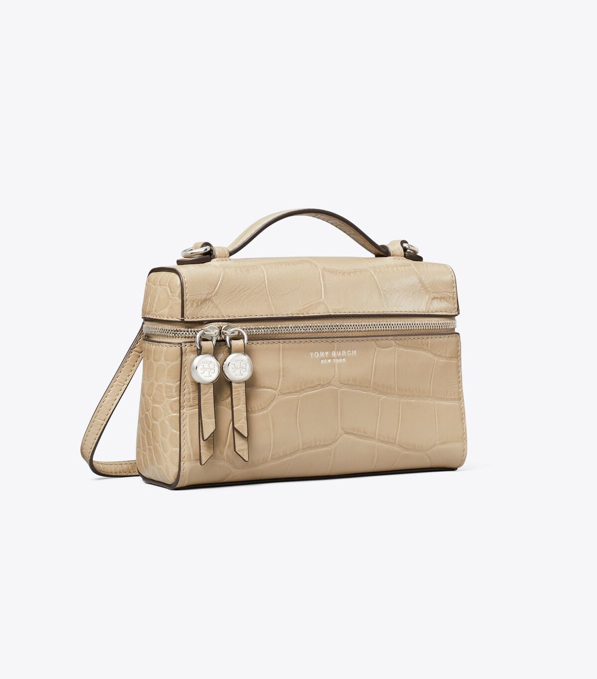 Slim Romy Croc-Embossed Top Handle Bag tory burch slim romy croc embossed top handle bag