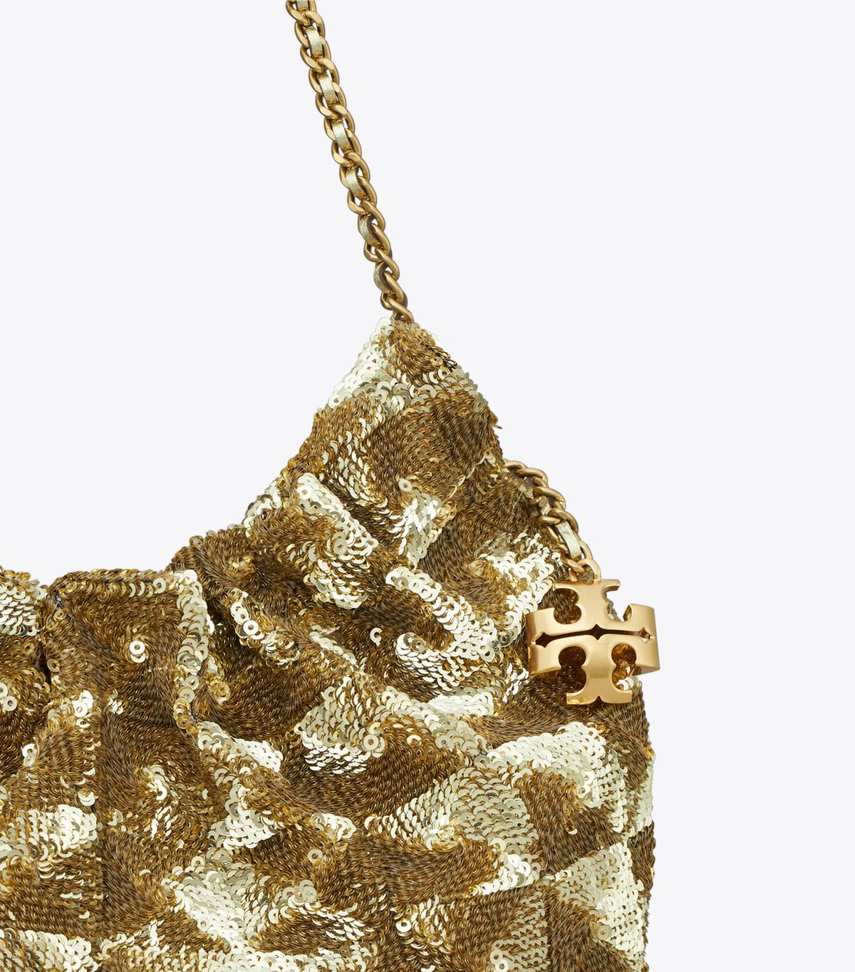 tory burch mini fleming sequin drawstring bag