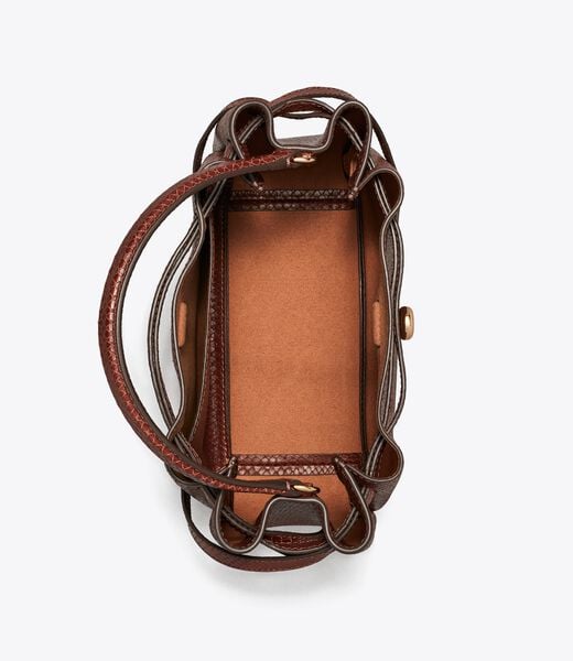 tory burch romy snake embossed bucket bag