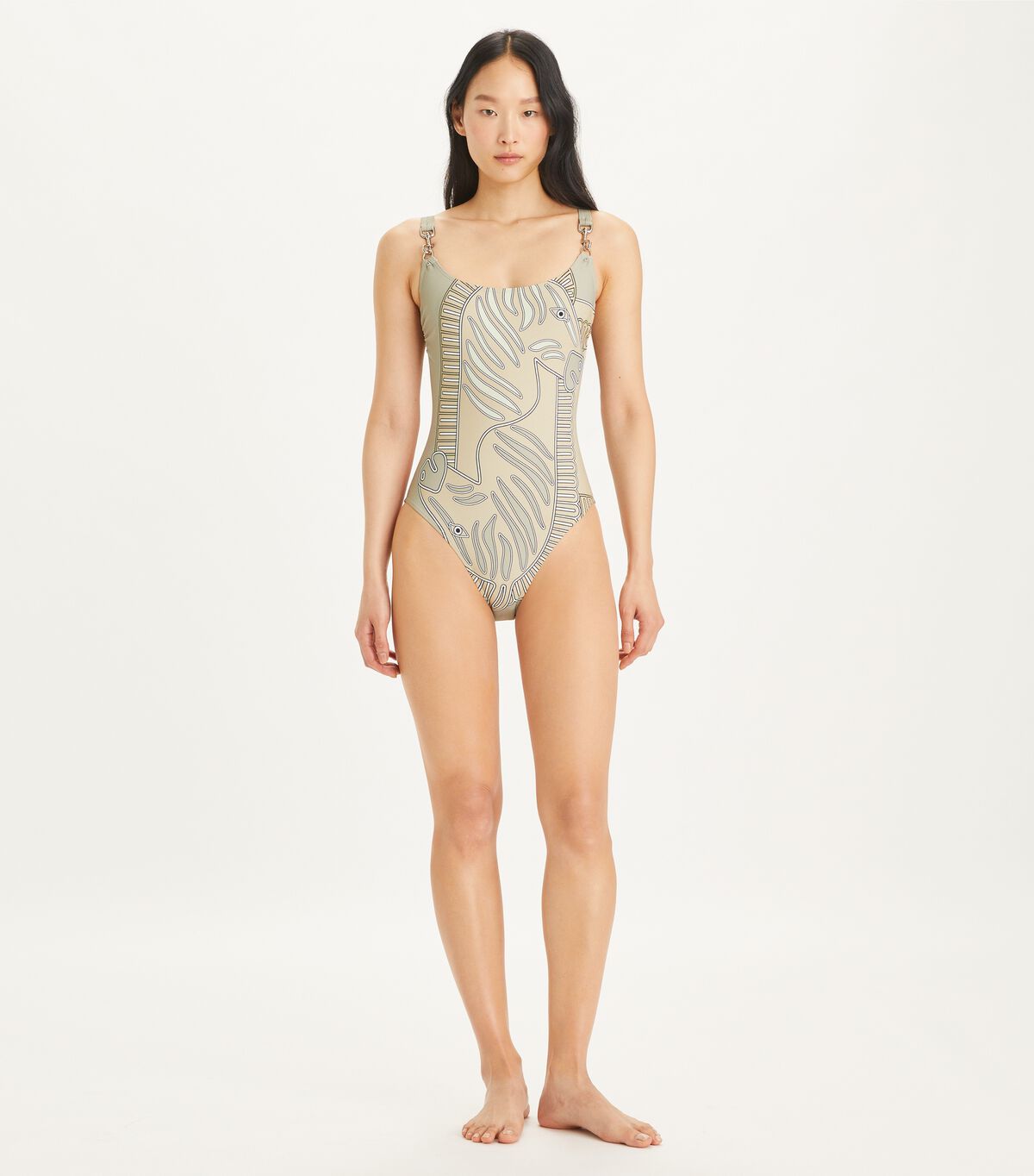 tory burch printed clip tank suit