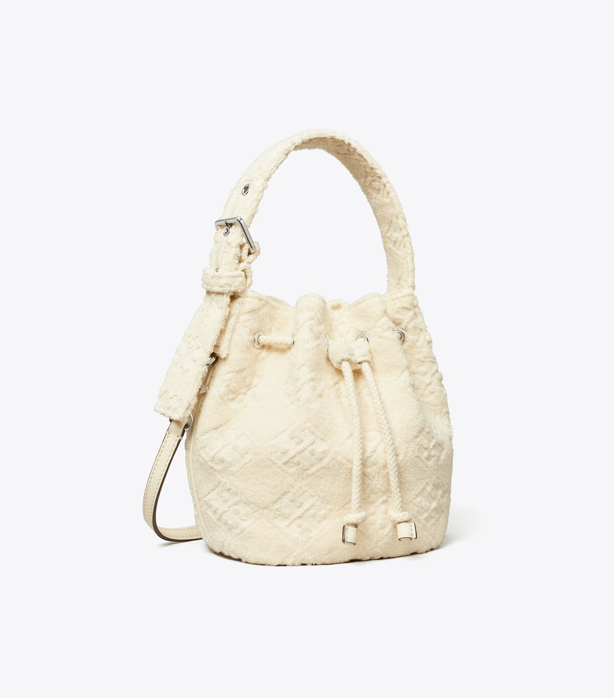 tory burch t monogram terry mini bucket bag