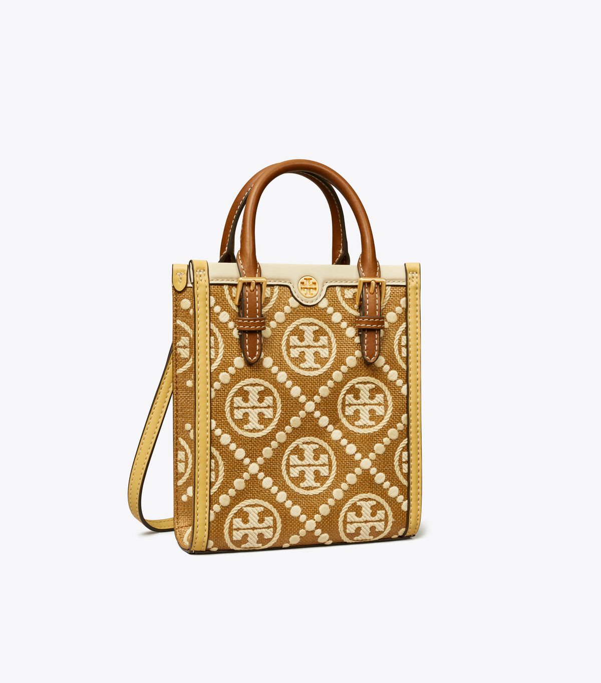 tory burch mini t monogram embroidered raffia tote