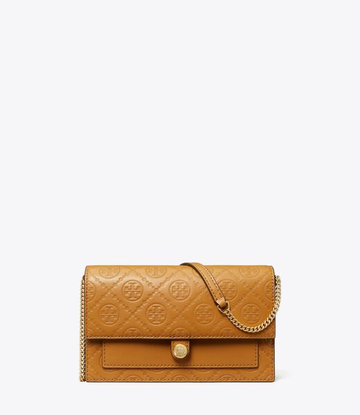 tory burch t monogram leather chain wallet
