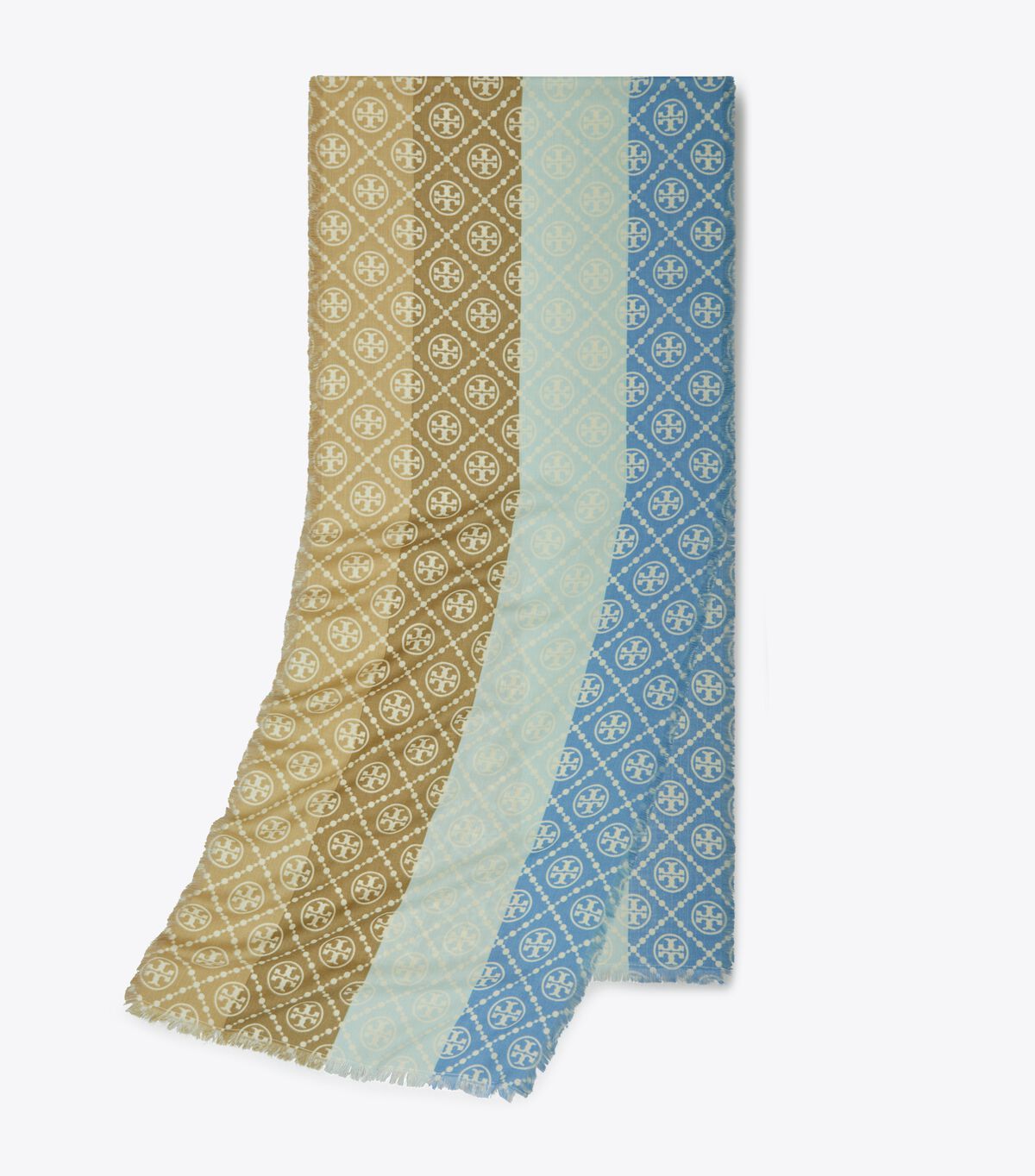 tory burch t monogram multi stripe oblong scarf