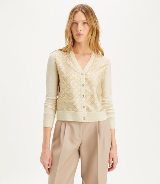 tory burch cropped silk front cardigan