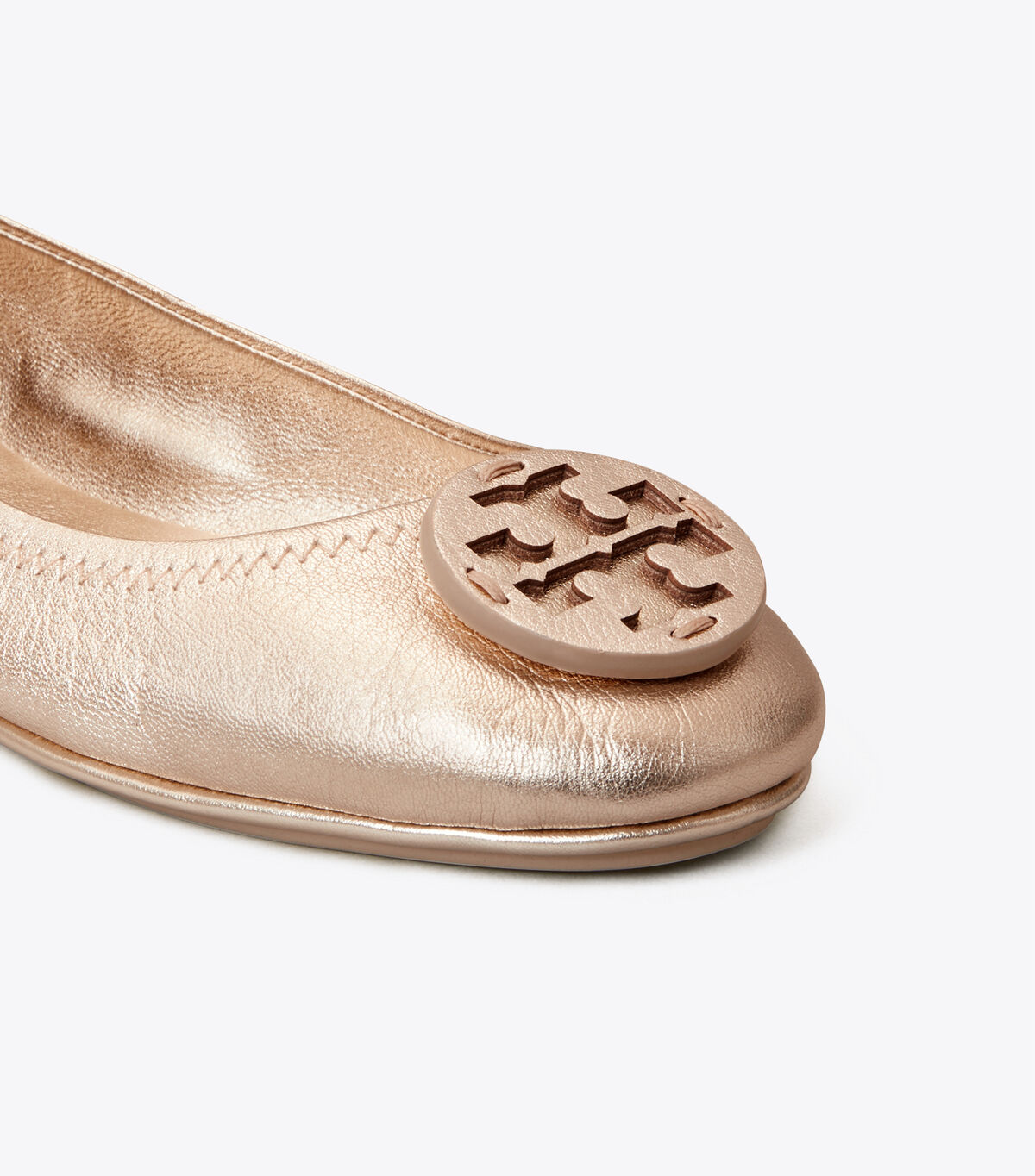 tory burch minnie travel ballet flat  metallic leather