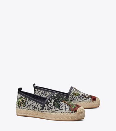T Monogram Platform Embroidered Espadrille