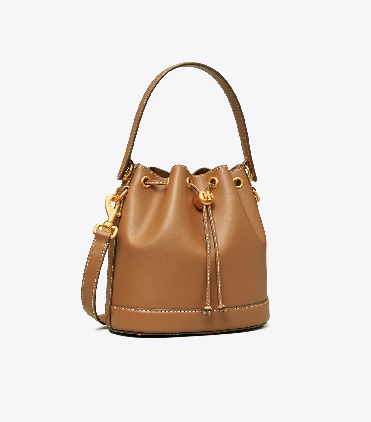 T MONOGRAM LEATHER BUCKET BAG