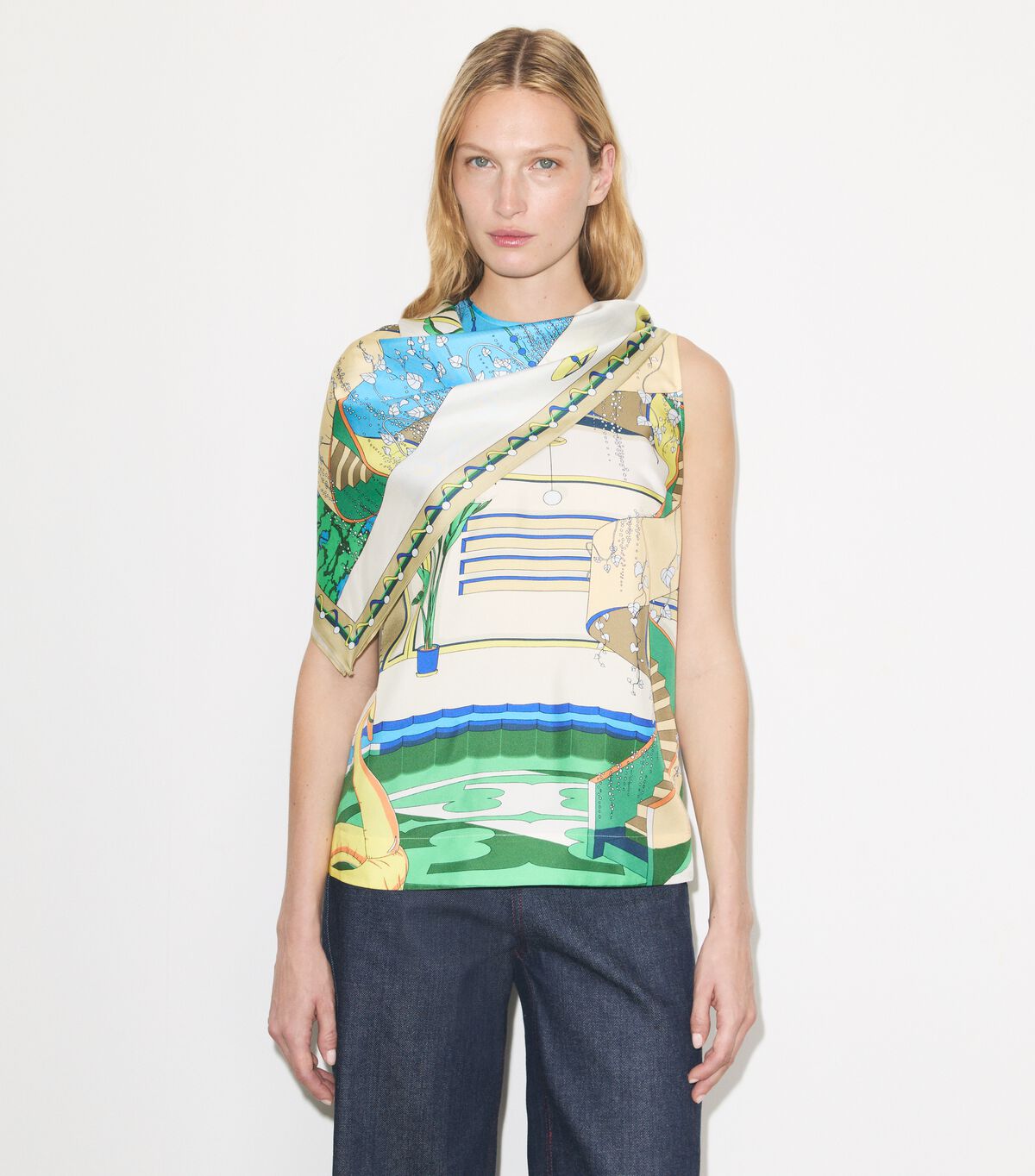 tory burch printed silk cape top
