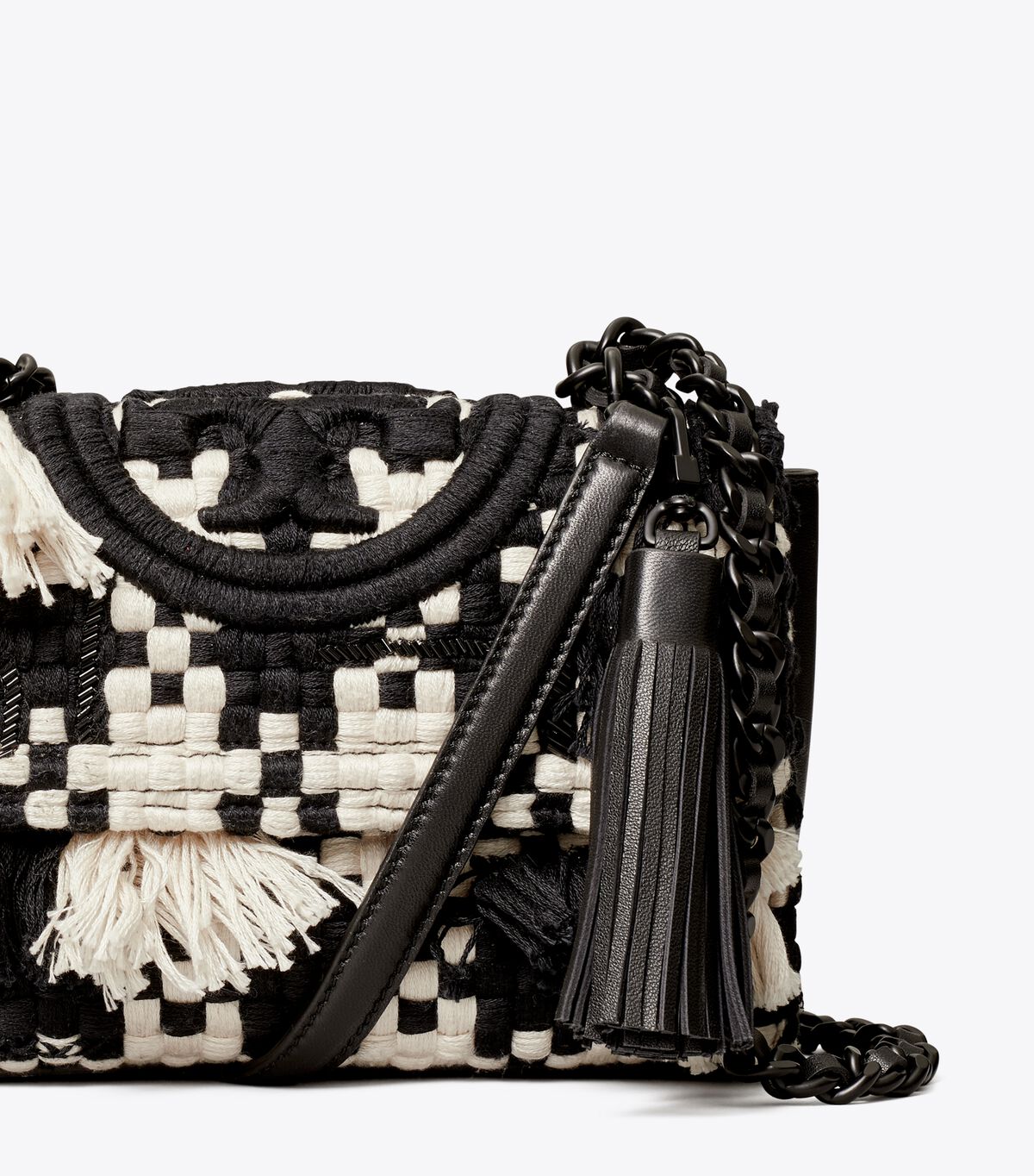 Small Fleming Tweed Convertible Shoulder Bag Handbags Tory Burch