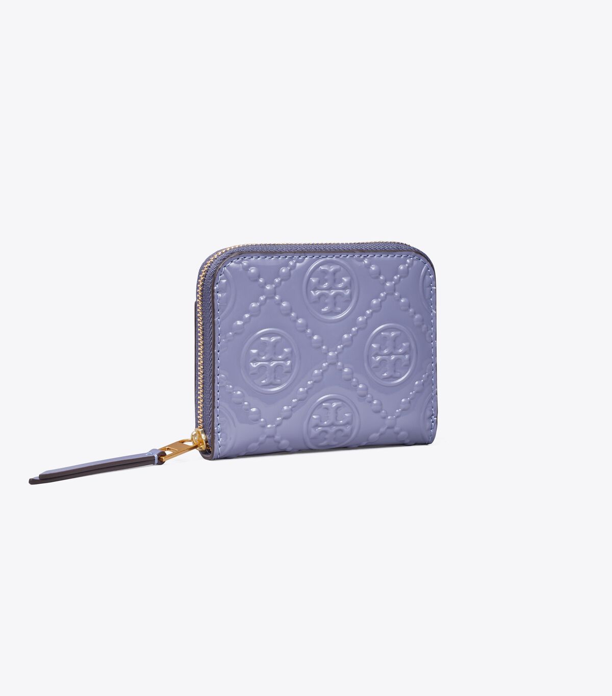 tory burch t monogram patent zip coin case