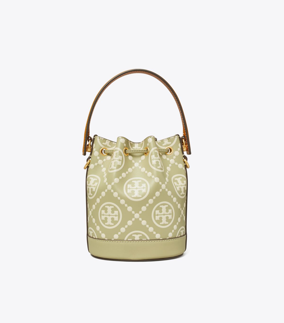 tory burch t monogram contrast embossed mini bucket bag