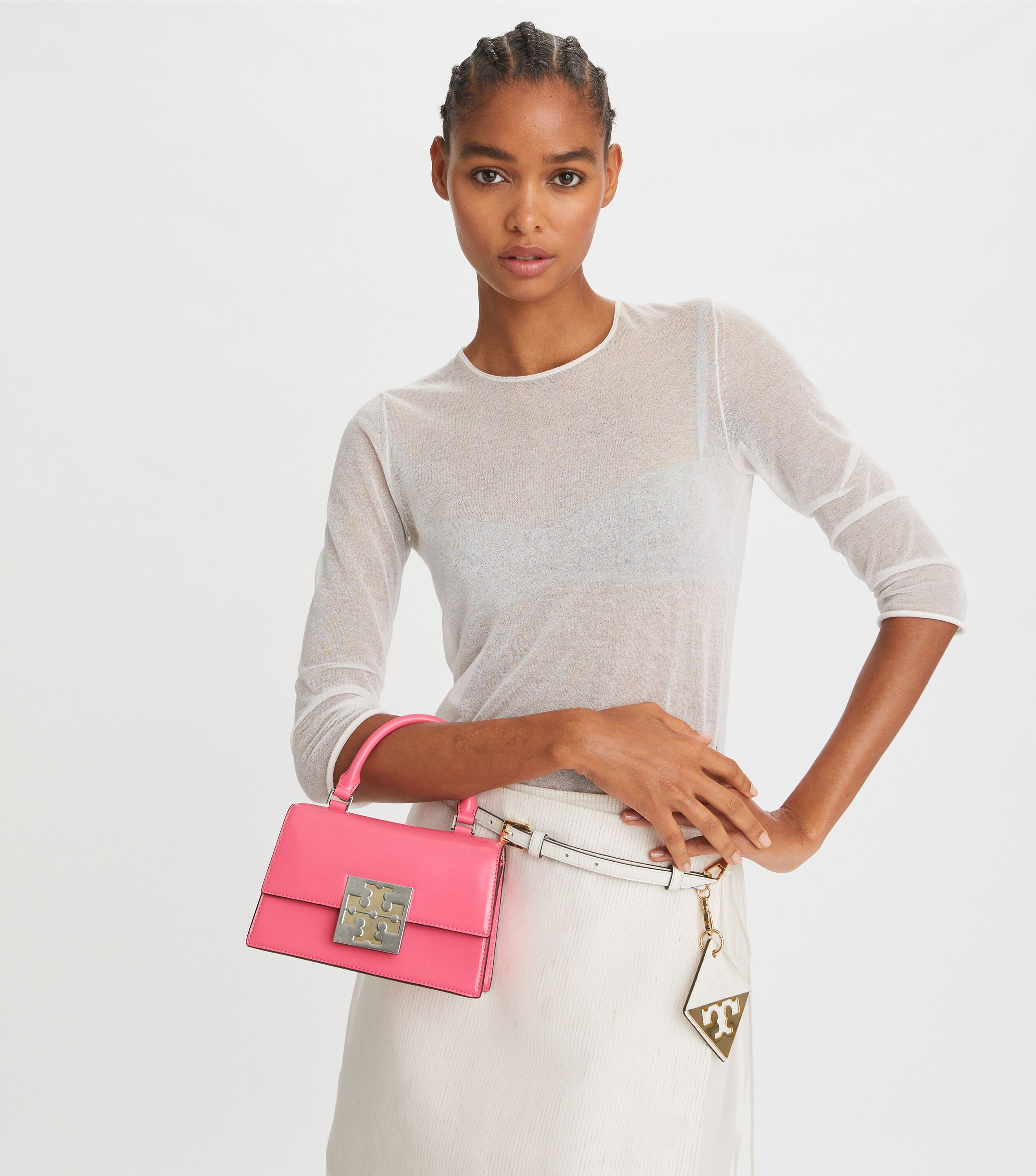 Bon Bon Spazzolato Mini Top-Handle Bag, Pink Love | Tory Burch KSA