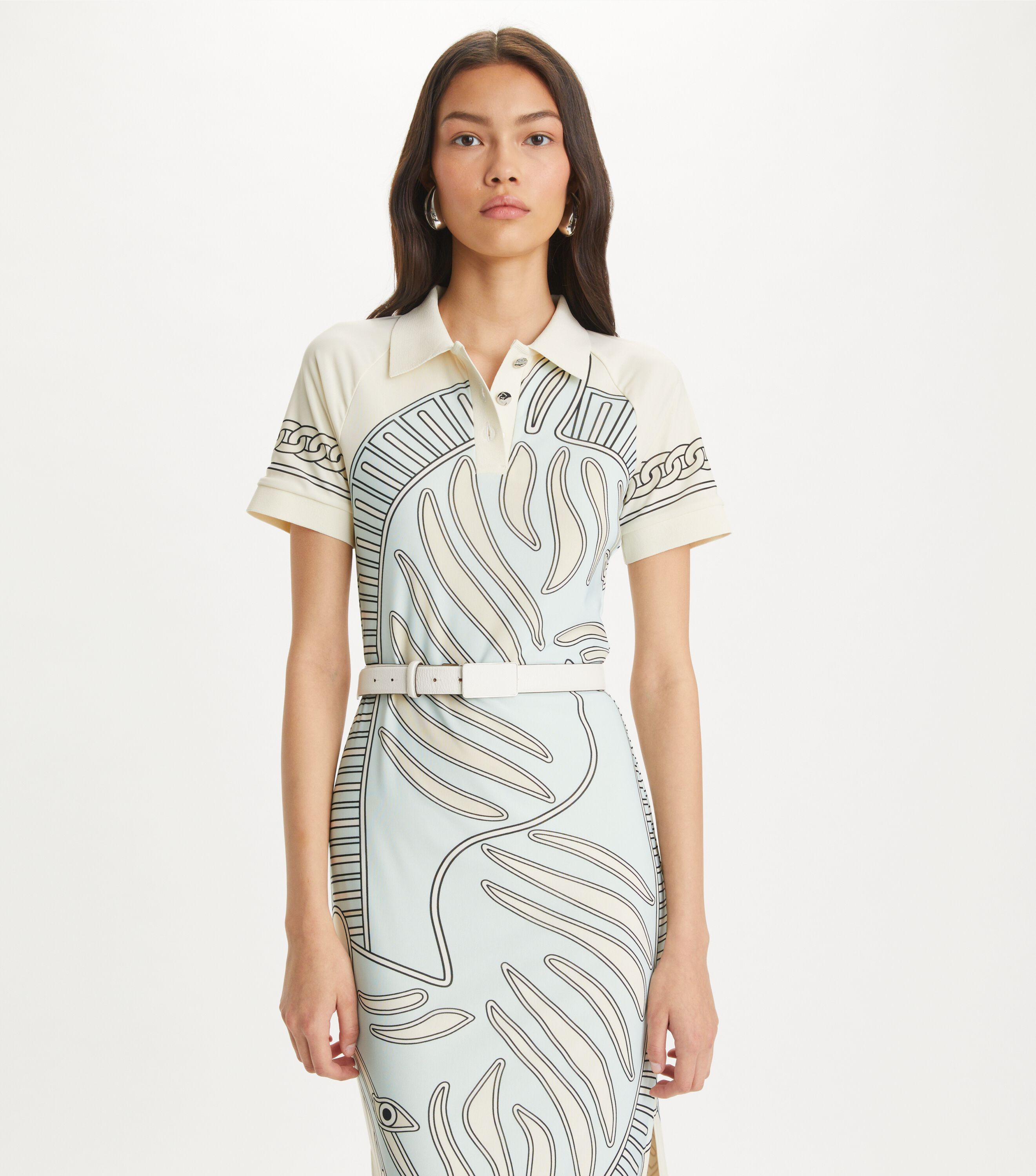 現行✨Tory Burch トリーバーチ Striped Polo Dress Striped polo dress in white - Tory Burch | Mytheresa