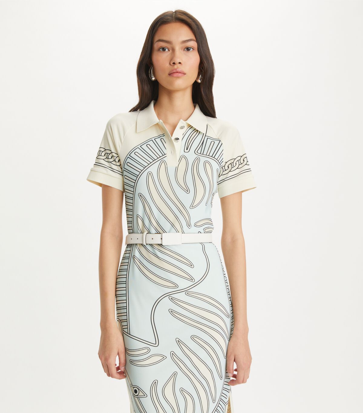 tory burch printed mesh polo dress