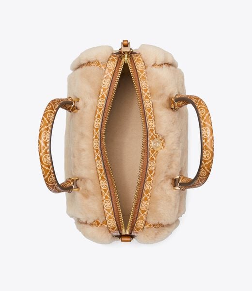 T Monogram Shearling Petite Barrel Bag tory burch t monogram shearling petite barrel bag