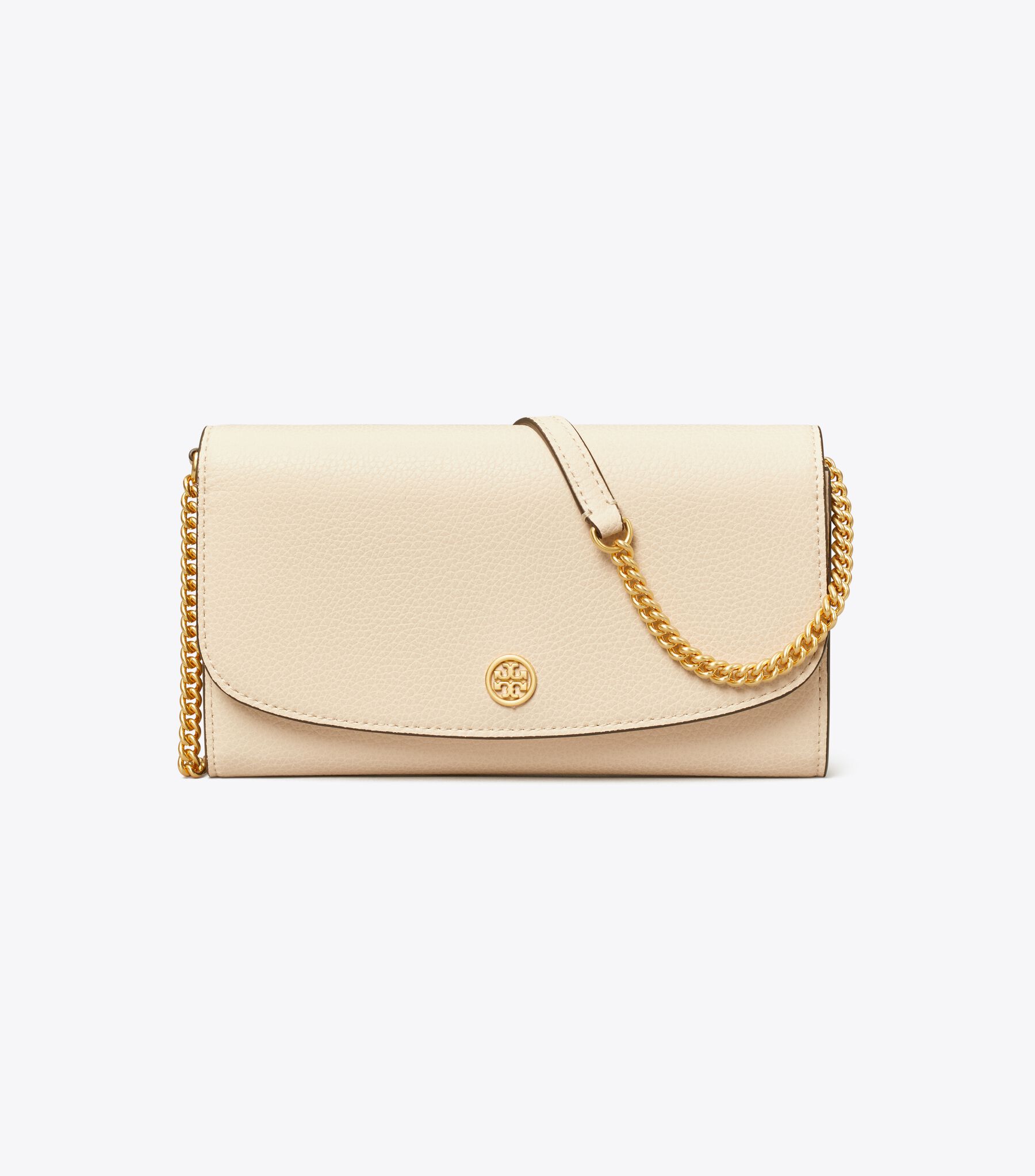 Robinson Pebbled Chain Wallet, New Cream | Tory Burch KSA