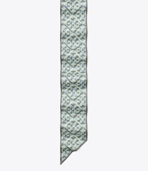 tory burch prismatic t monogram silk ribbon tie