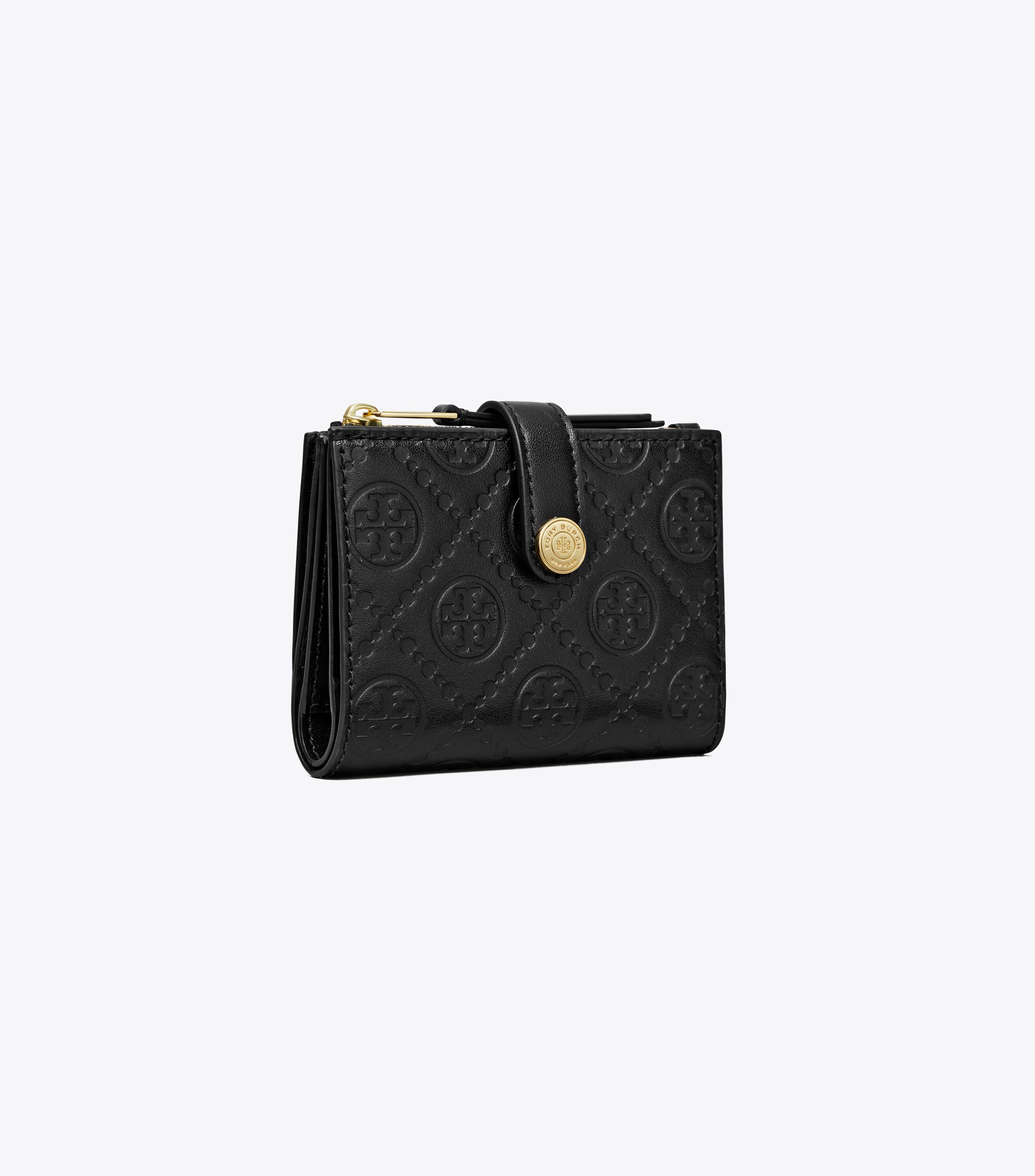 T Monogram Leather Bi-Fold Wallet, Black | Tory Burch KSA