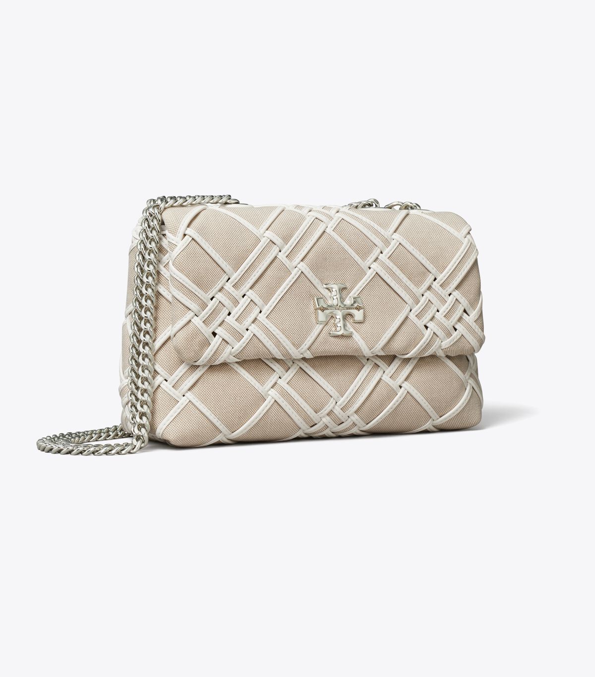 tory burch small kira woven canvas convertible shoulder bag