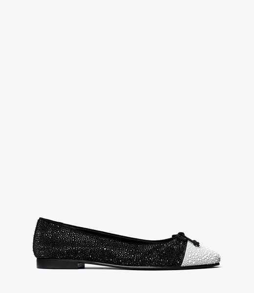 tory burch cap toe crystal ballet