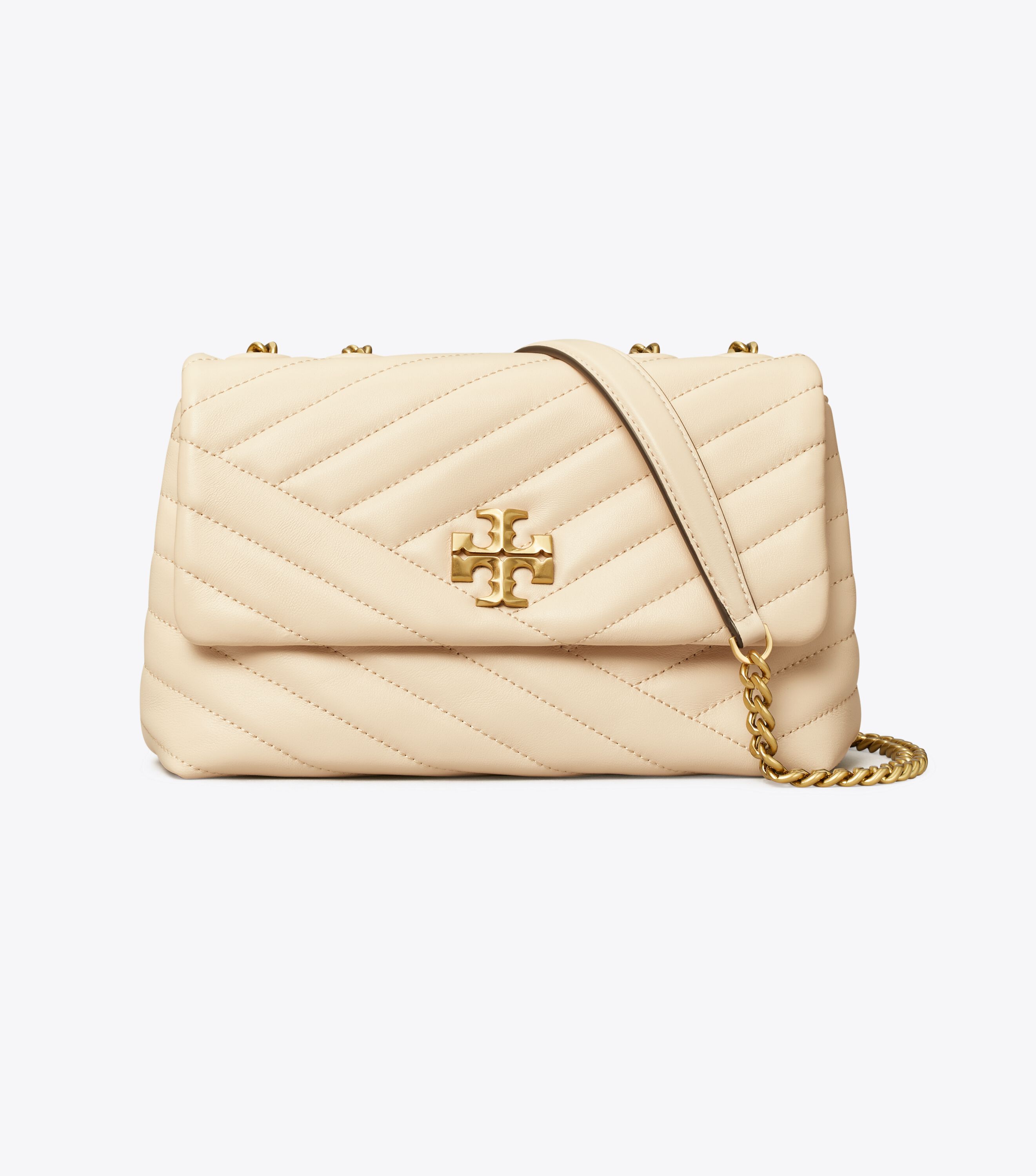 Small Kira Chevron Convertible Shoulder Bag, New Cream | Tory