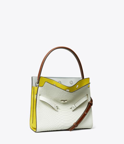 tory burch small lee radziwill snake embossed double bag