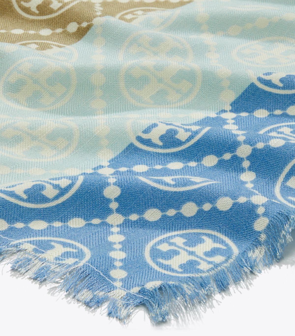 tory burch t monogram multi stripe oblong scarf