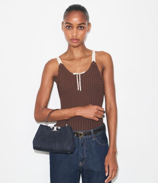 tory burch mini eleanor denim satchel