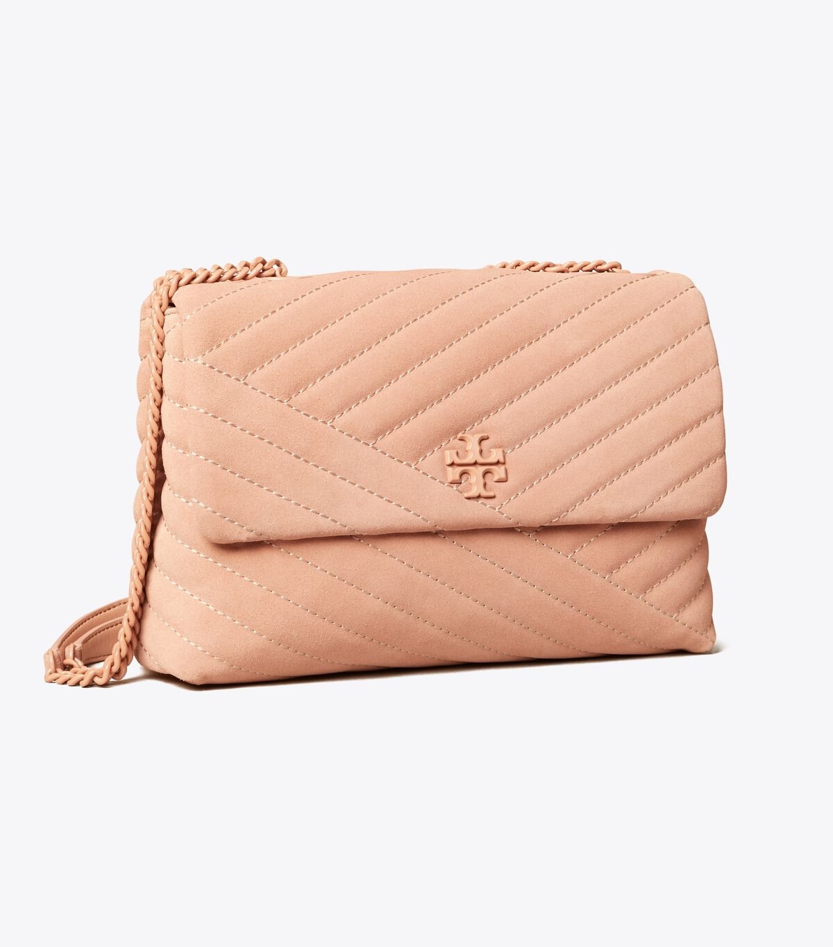 tory burch kira chevron suede powder coated convertible shoulder bag