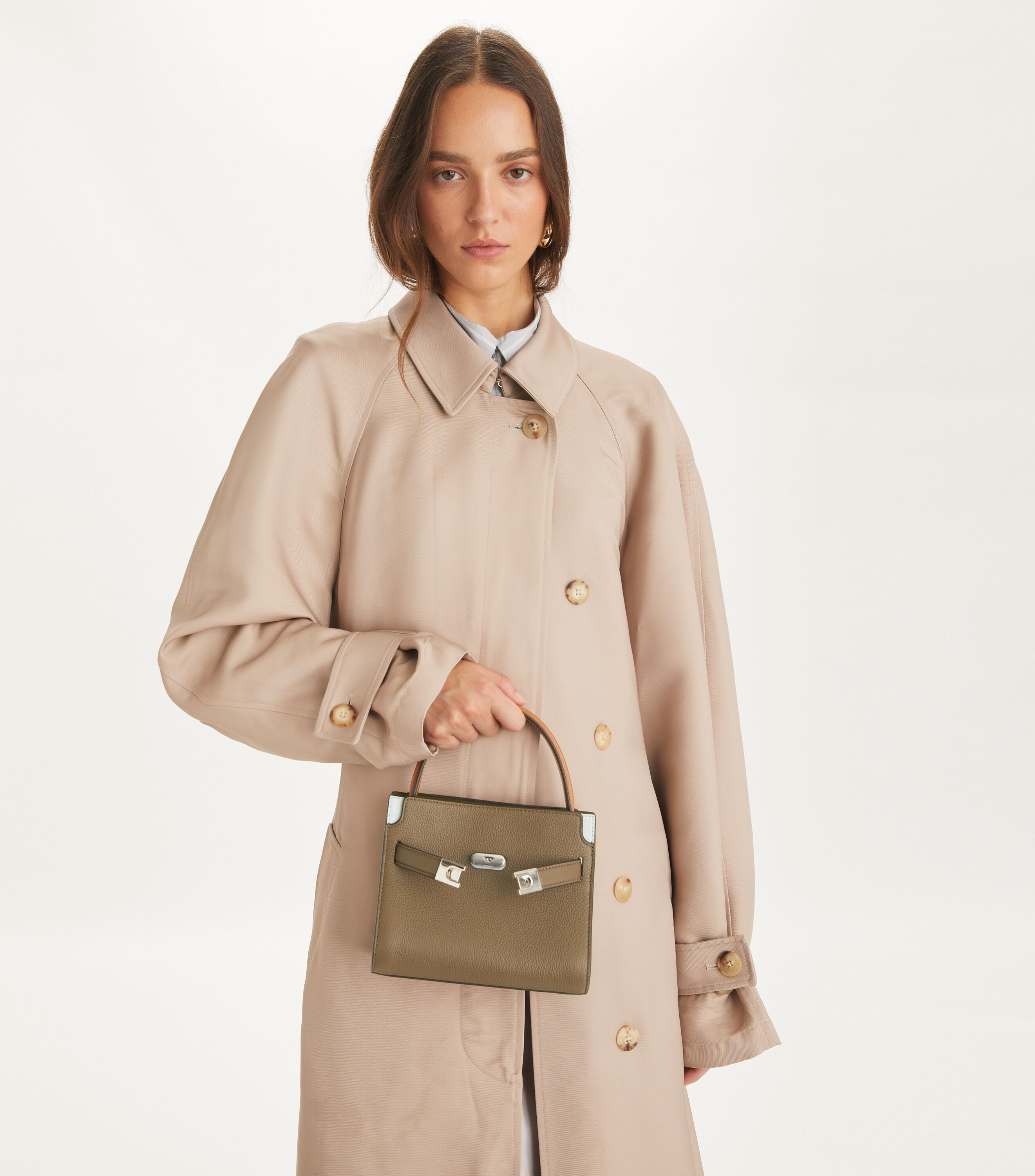 Petite Lee Radziwill Colorblock Pebbled Double Bag, Wild