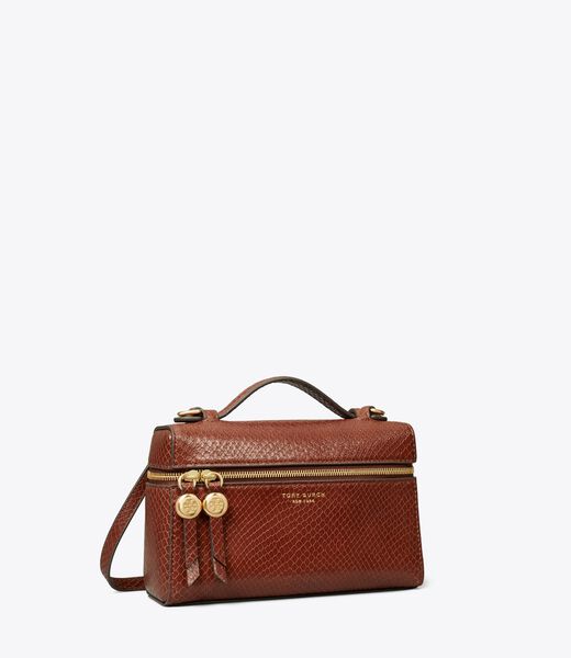 tory burch romy snake embossed slim top handle