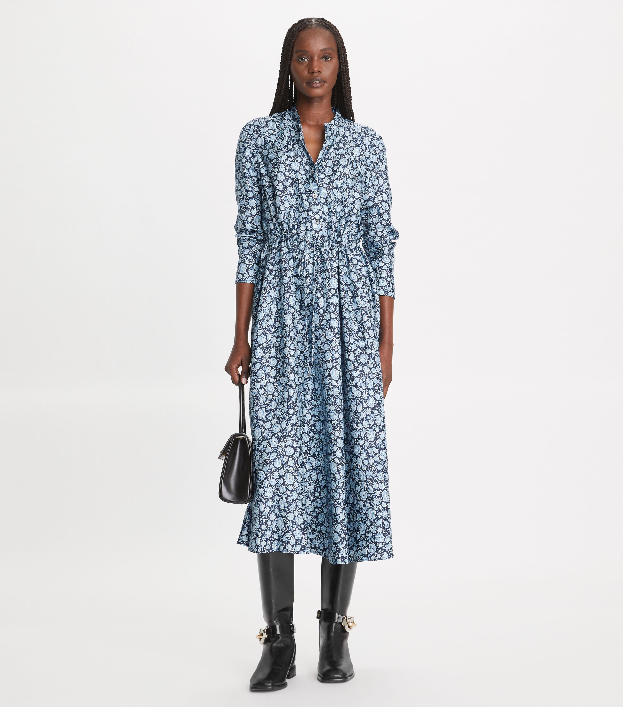 Printed Silk Shirtdress, Blue Archive Ditsy | Tory Burch KSA