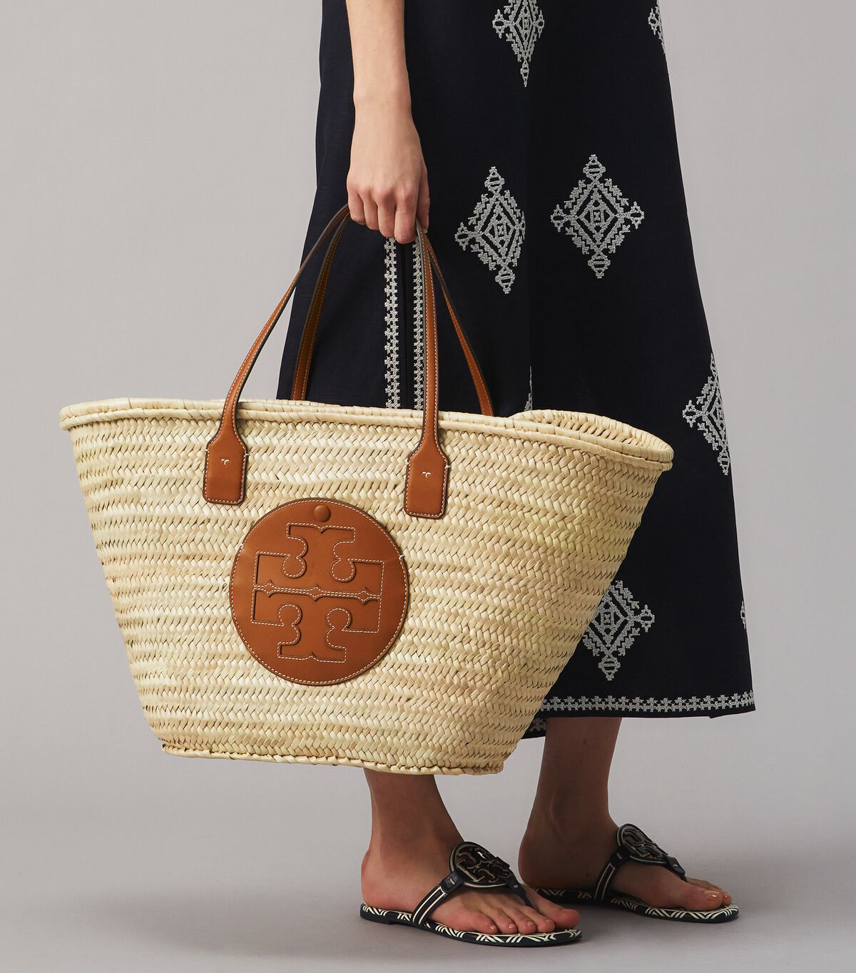 Ella Straw Basket Tote Bag Handbags Tory Burch