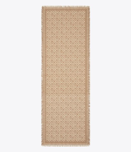 tory burch t monogram floral oblong scarf