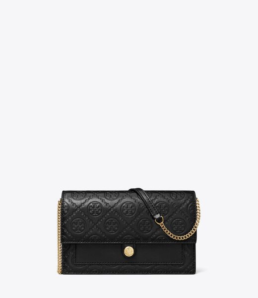 tory burch t monogram leather chain wallet