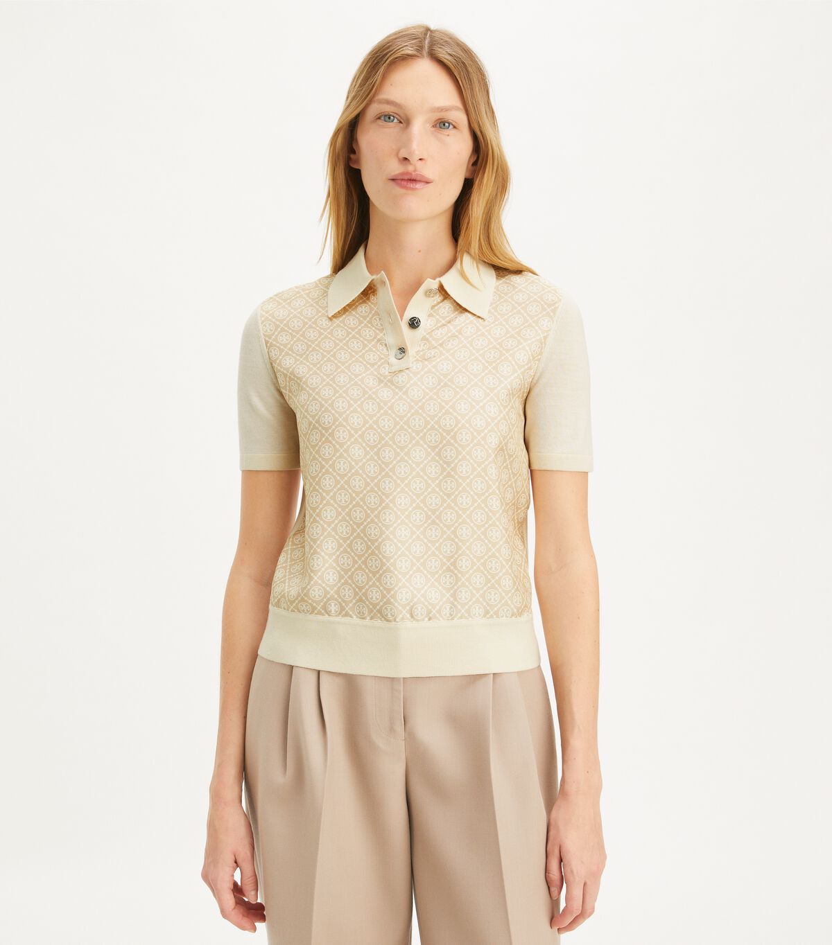 tory burch silk front polo
