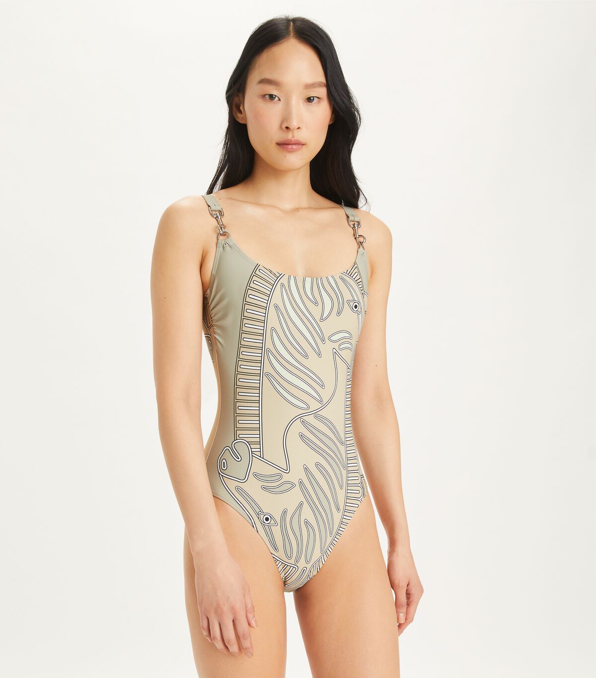 tory burch printed clip tank suit