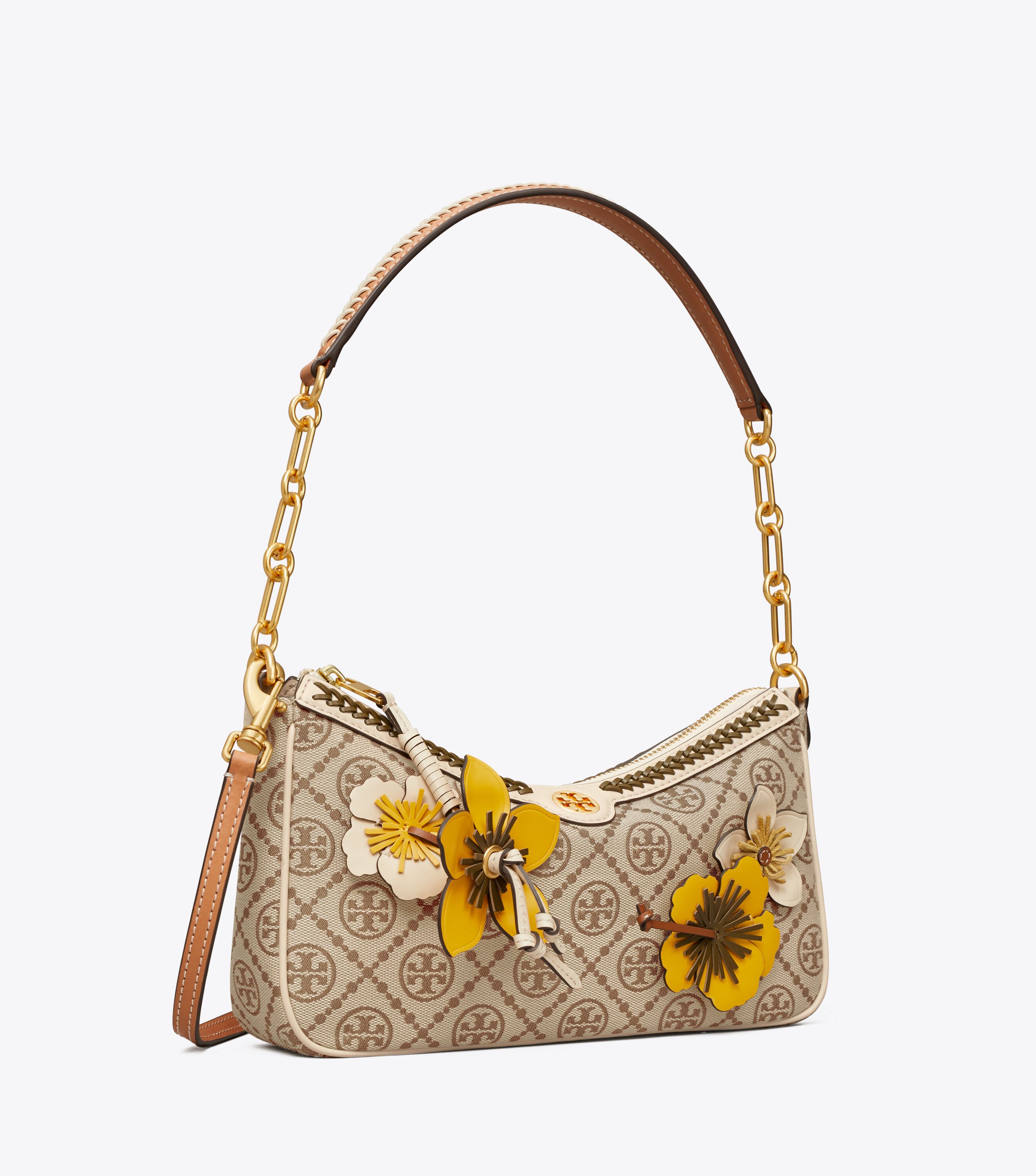 T Monogram Braided Studio Bag, Hazelnut | Tory Burch KSA